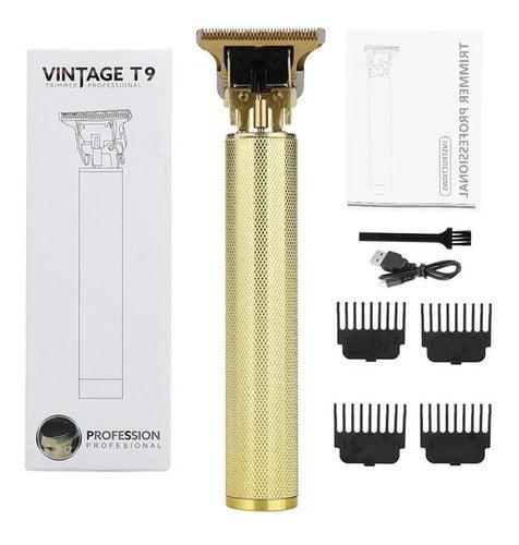 Aparador de pelo Vintage Profissional T9 dourado 110V/220V - Buzz Loja