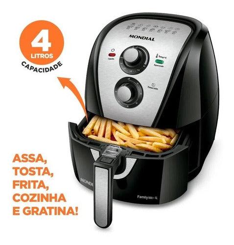 Air fryer Mondial Family Inox AFN-40 de 4L cor black/inox - Buzz Loja