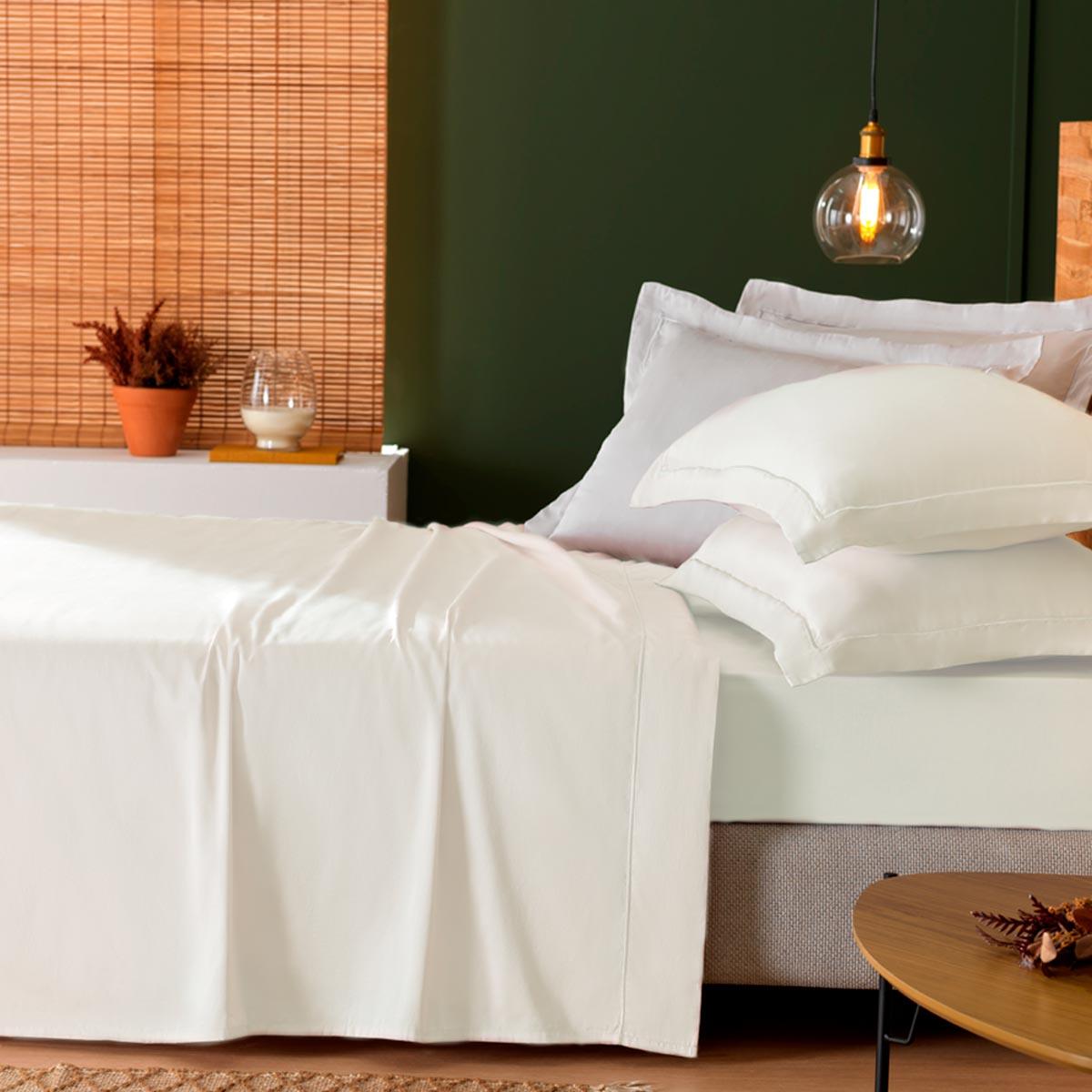 Jogo de Cama Treccenti Percal 300 fios Off White - Casal - Buzz Loja