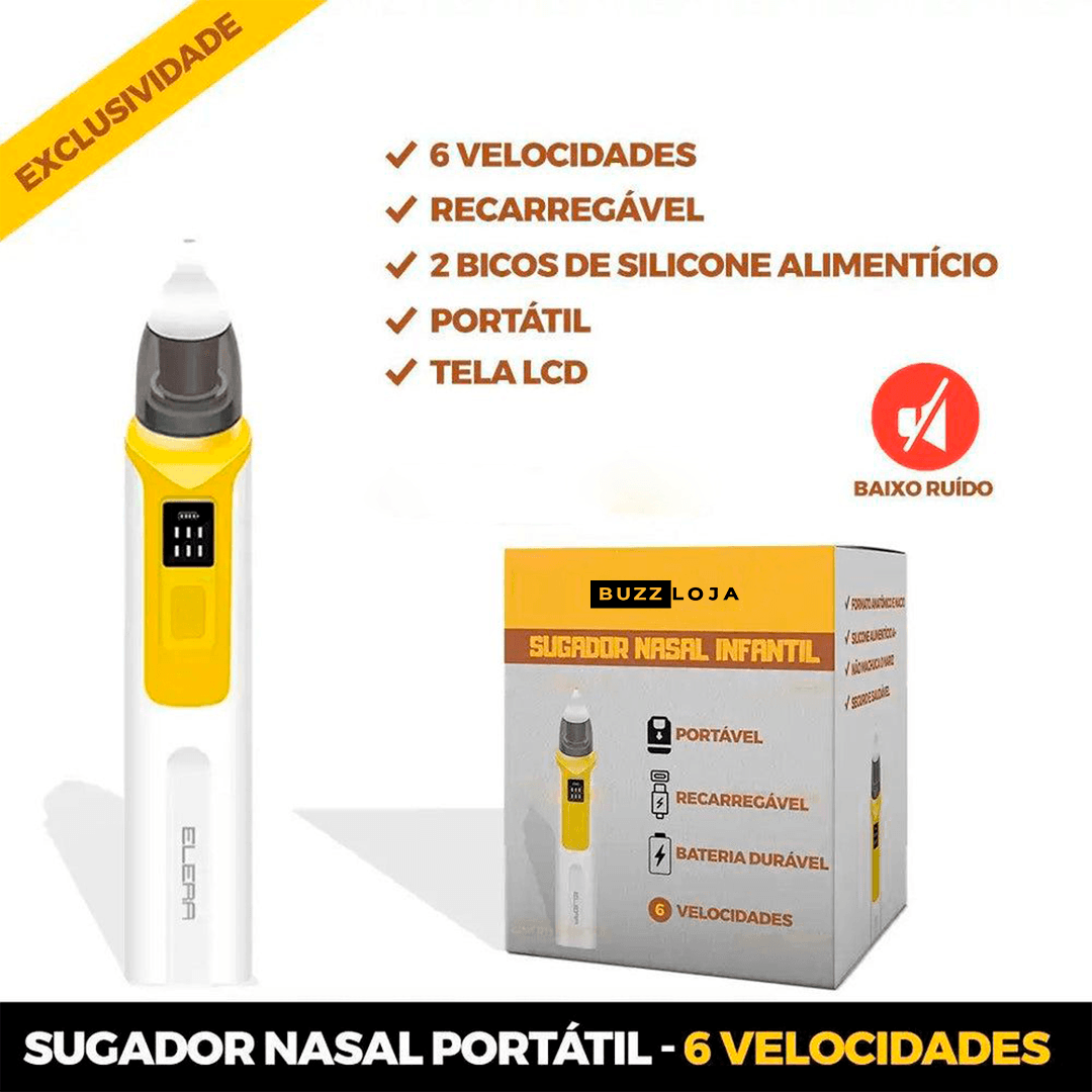 Aspirador Nasal Infantil Buzz - Recarregável - 6 Velocidades - Envio Imediato - Buzz Loja