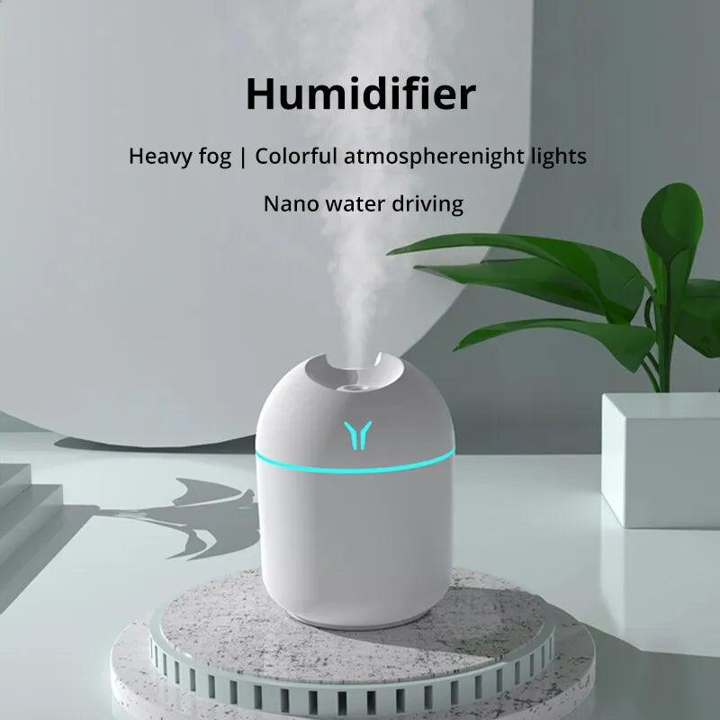 Mini Umidificador de Ar Ultra-Sônico Branco, Luz Romântica, USB, Difusor de Óleo Essencial, Purificador de Carro, Aroma Anion Mist Maker, 250ml - Buzz Loja