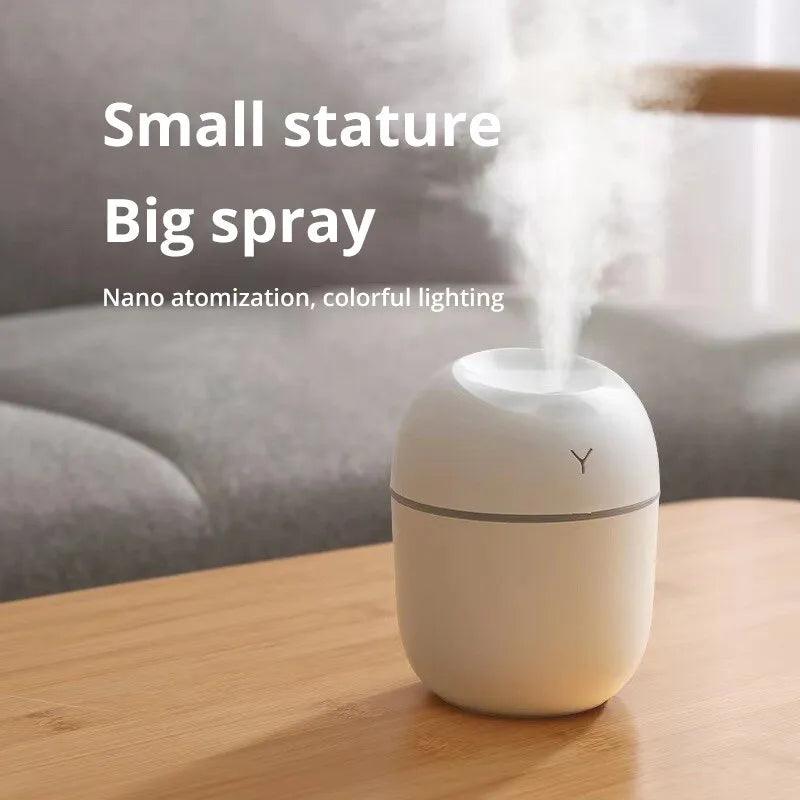 Mini Umidificador de Ar Ultra-Sônico Branco, Luz Romântica, USB, Difusor de Óleo Essencial, Purificador de Carro, Aroma Anion Mist Maker, 250ml - Buzz Loja