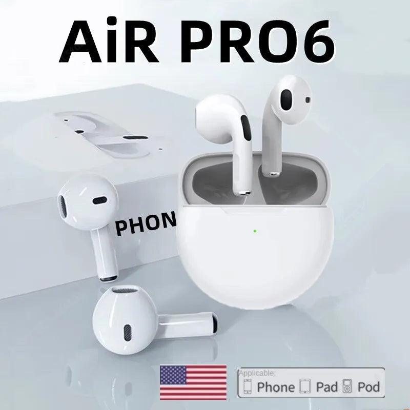 Air Pro 6 TWS Fones De Ouvido Sem Fio Bluetooth, Fones De Ouvido Originais, Mini Fones De Ouvido, Fones De Ouvido para Xiaomi, Android, Apple, iPhone - Buzz Loja