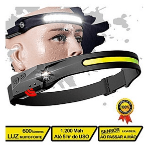 Lanterna Led de Cabeça Recarregável Prova d´ Água com Sensor Fita Flexível Usb c - Buzz Loja