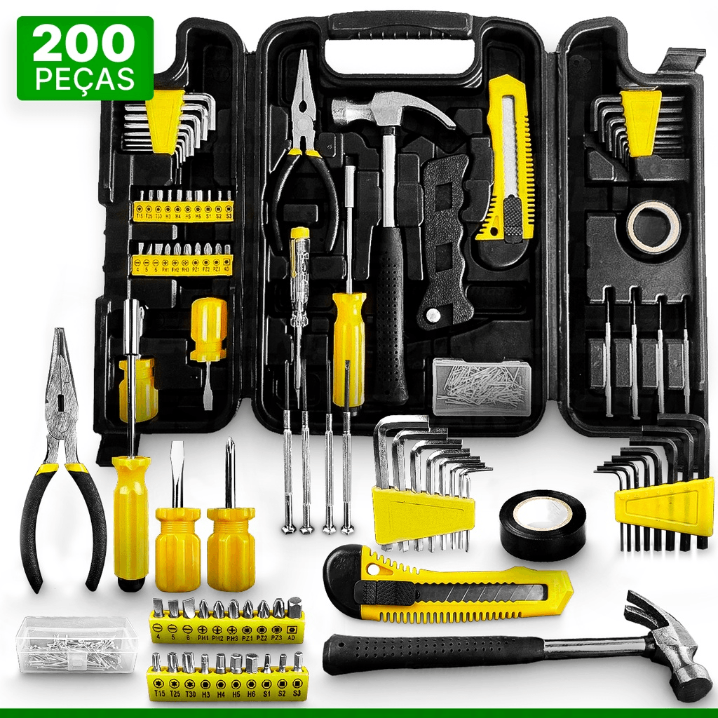 Kit Jogo Ferramentas Maleta Dobrável 200 Peças - Buzz Loja