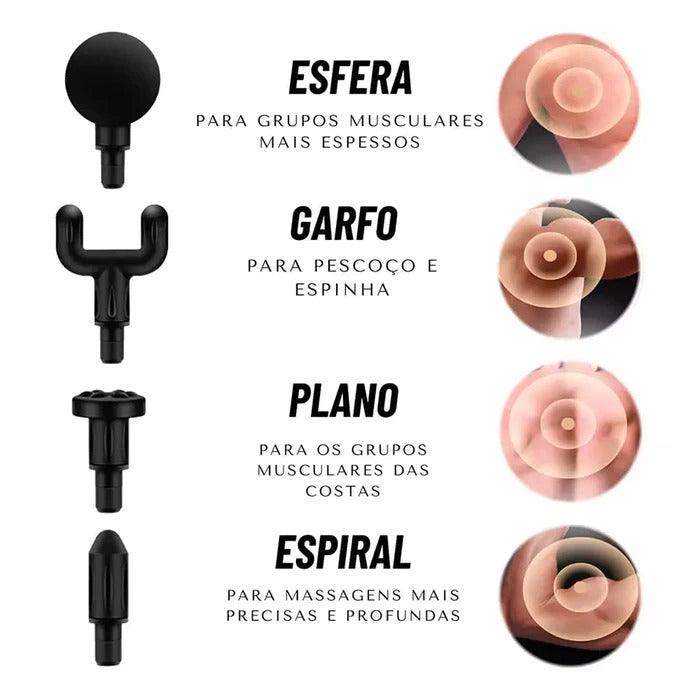 Pistola Massageadora Elétrica Relax 4 em 1 - Profissional Massageador Muscular - Buzz Loja