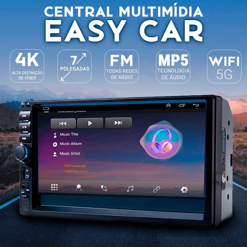 Central Multimídia Universal 7 Polegadas Wifi Gps Mp5 Bluetooth - EasyCar - Buzz Loja